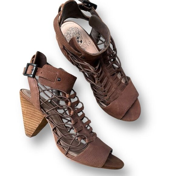 Vince Camuto Lace Up Block Heel Women’s Leather Sandals Size 7.5 - Picture 5 of 8